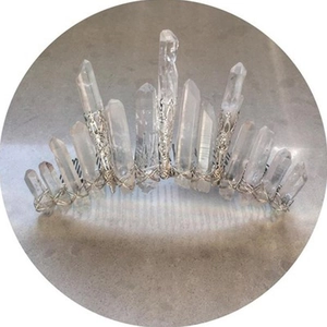 Handmade quartz crystal hair comb with raw bohemian white crystal columns and silver wire wrap