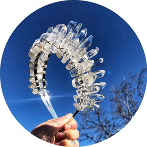 Diadème Couronne en Cristal Naturel Clair Bohème Serre-tête en Fil d'Alliage pour Femme Mariage Mariée Accessoire de Cheveux