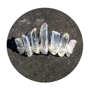 Peigne à cheveux de mariée fait main avec cristal irisé et fil d'argent bohème