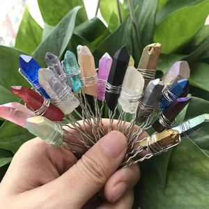 Épingles à cheveux en cristal naturel avec fil métallique fait main pour chignons