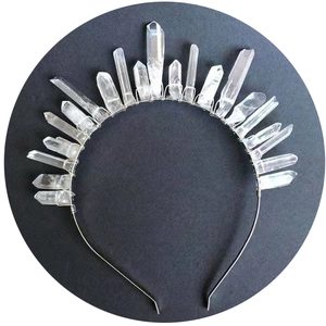 Serre-tête couronne en cristal blanc poli à la main pour mariée et décorations de fête