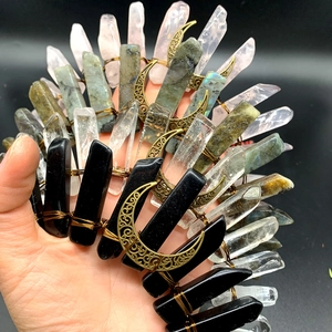 Bohemian crystal crown headband with raw stones and vintage gold moon metal detail