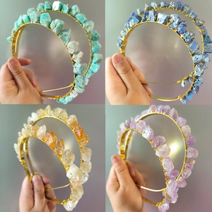 Handmade Natural Crystal Headband Raw Stone Wire Wrapped Crown Hairband Bohemian Forest Style Hair Accessories For Women Party Wedding