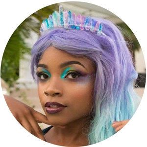 Iridescent purple and blue crystal crown tiara for wedding, party, or cosplay costumes