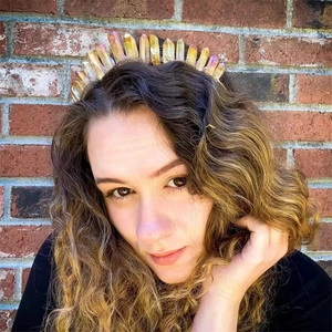 Bohemian gold tiara with iridescent crystal raw stones for weddings and bridal hair