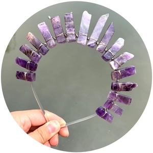 Serre-tête en argent fait main avec cristaux d'améthyste violette naturelle pour fête