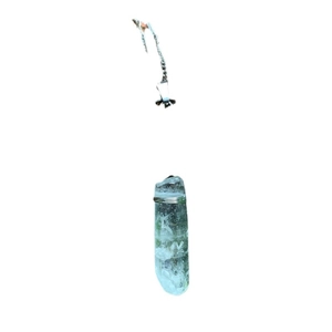 Handmade triple moon natural crystal pillar pendant necklace with silver wire wrap