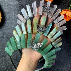 Couronne bohème en cristal avec pierres naturelles et papillon argenté pour mariage