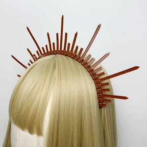 Serre-tête couronne auréole de soleil marron à pointes pour fête gothique et cosplay