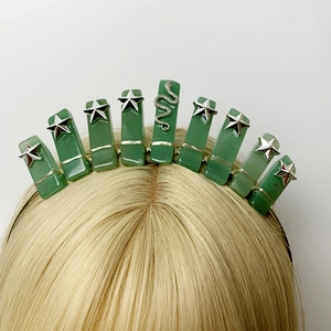 Serre-tête Bohème en Pierre Naturelle Aventurine Verte Fait à la Main Enroulé de Fil Étoile Serpent Couronne de Déesse Accessoires Cheveux