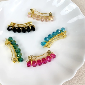 Set di 5 fermagli per capelli in cristallo fatti a mano con base in metallo dorato e perle colorate