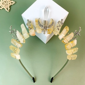 Handmade Natural Crystal Bohemian Crown Headband With Moon Snake Decorative Accessories Festival Party Hair Jewelry For Women