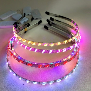Set of 4 glowing LED crystal headbands in multiple colors for cosplay costume decoration