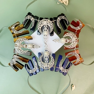 Vintage Bohemian Natural Stone Crown Headband Moon Bee Design Crystal Tiaras With Artificial Pearl Rhinestone For Women Hair Jewelry