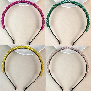 Handmade Crystal Beaded Headband For Women Elegant Faceted Glass Bead Hair Hoop Bridal Wedding Hair Accessories Festive Party Gift