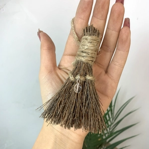 Handmade miniature altar broom with crystal pendant for car decor and holiday ornament