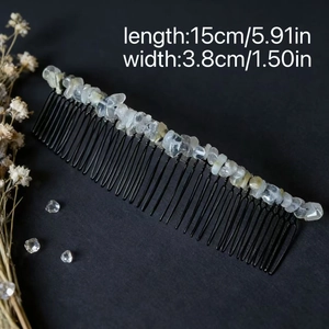 Peigne à cheveux en cristal de quartz fait main avec 40 dents pour coiffure festive