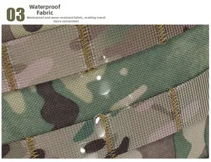 Close-up of waterproof multicam fabric with water droplets for tactical outdoor gear