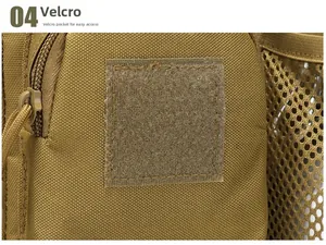 Detail of tactical bag showing velcro opening and durable nylon fabric texture