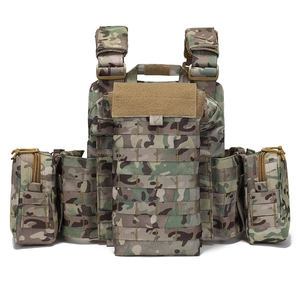 Tactical vest with Multicam camouflage pattern and modular MOLLE system for outdoor adventure