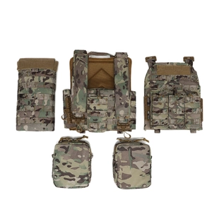 MultiCam tactical vest set with MOLLE webbing and modular accessory pouches for outdoors