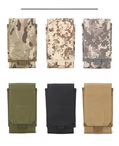 Detailed grid showing tactical MOLLE pouches in six different camouflage patterns
