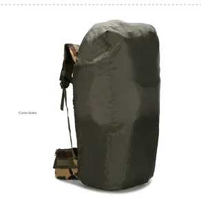Details zur dunkelgrünen wasserdichten Regenhülle für den 65L Wanderrucksack
