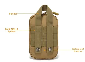 Pochette tactique avec système MOLLE et tissu imperméable vue de l'arrière