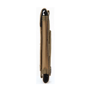 Slim side view of the coyote brown tactical nylon MOLLE pouch for outdoor tools
