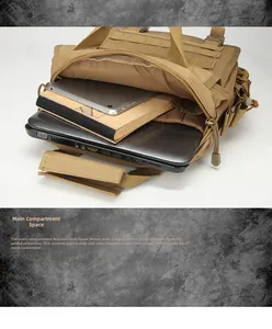 Tactical backpack interior view showing padded laptop sleeve and multi-layer storage
