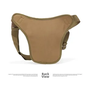 Rear view of khaki tactical leg bag showing adjustable nylon straps and durable buckles