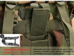 Details verstellbarer taktischer Rucksackgurte mit atmungsaktivem Mesh und Klettverschluss