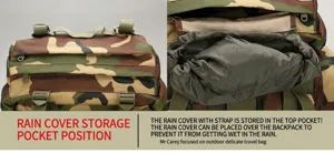 Detail des Tarn-Wanderrucksacks mit oberem Aufbewahrungsfach für die Regenhülle