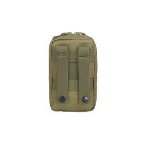 Tactical olive green nylon belt pouch with MOLLE system and dual zippers for 6-inch phone