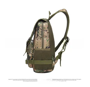 Tactical digital camouflage backpack featuring side mesh pockets and breathable straps