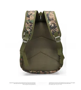 Detail view of the breathable mesh shoulder straps and ergonomic back of the camo backpack