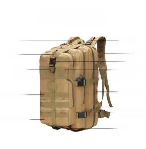 Tactical 3P backpack detail showing 800D high-density fabric and MOLLE system