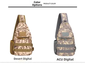 Tactical crossbody bag in Desert Digital and ACU patterns with Molle system and bottle holder