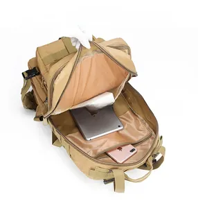 Detailed view of 35L tactical backpack interior with laptop and accessory compartments