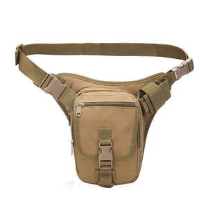 Tactical coyote brown drop leg bag with multi-pocket design for outdoor hiking and cycling