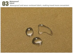 Close-up of waterproof high-density twill fabric with visible water droplets on surface