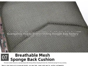 Close-up of breathable mesh back padding with thick sponge for tactical backpack