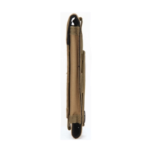 Side view of ultra-thin khaki MOLLE tactical pouch made of durable nylon fabric