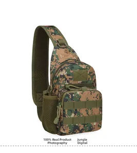 Detail view of Jungle Digital tactical bag with MOLLE webbing and side mesh bottle holder