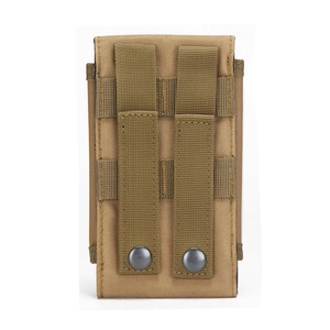 Tactical MOLLE pouch in khaki nylon for outdoor belts and gear attachment systems