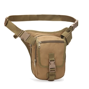 Tactical desert khaki waist bag with adjustable straps and multi-pocket functional design