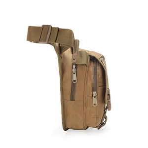 Tactical leg bag in coyote brown nylon for outdoor hiking and motorcycle riding