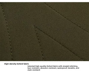 Macro detail of high-density waterproof Oxford fabric with cross-weave texture and double stitching