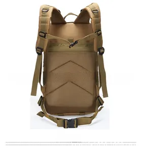 Tactical backpack back view showing ergonomic mesh straps and padded ventilation system
