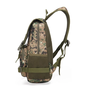 Tactical digital camouflage backpack with durable nylon fabric and side mesh pockets